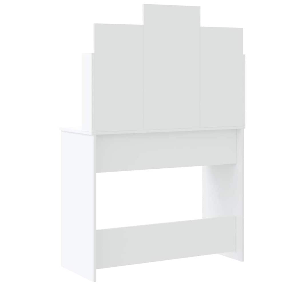 Sminkbord 96×40×142 cm / toalettbord med spegel och LED-belysning – Vit