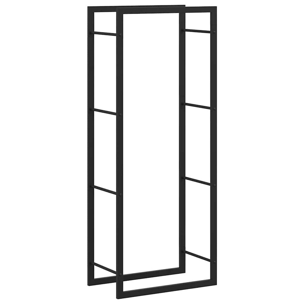 Vedställ 50×28×132 cm / vedförvaring i stål / vedstativ – Mattsvart