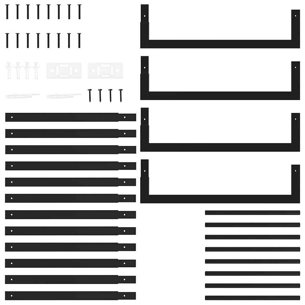 Vedställ 50×28×132 cm / vedförvaring i stål / vedstativ – Mattsvart