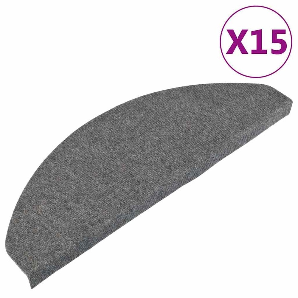 15 st trappstegsmattor 65×22,5×3,5 cm / självhäftande trappmattor i nålfilt – Grå