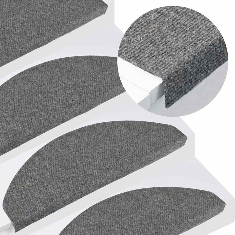 15 st trappstegsmattor 65×22,5×3,5 cm / självhäftande trappmattor i nålfilt – Grå