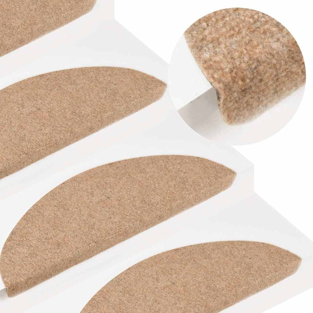15 st trappstegsmattor 56×17×3 cm / självhäftande trappmattor i nålfilt – Beige