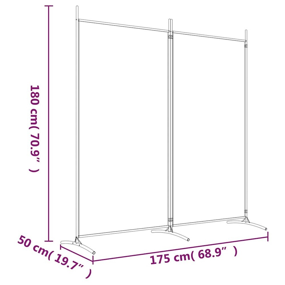Rumsavdelare 175×180 cm / vikbar skärmvägg med 2 paneler / vikvägg – Svart