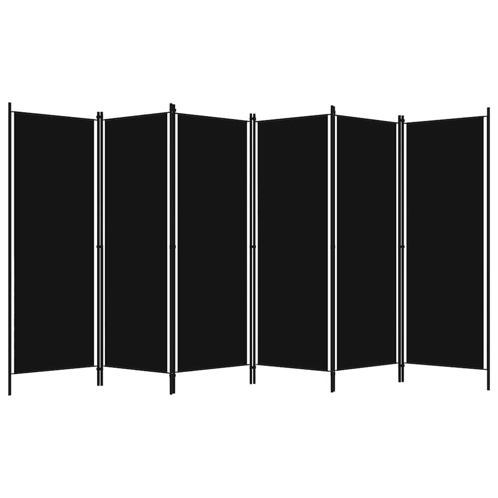Rumsavdelare 300×180 cm / vikbar skärmvägg med 6 paneler / vikvägg – Svart