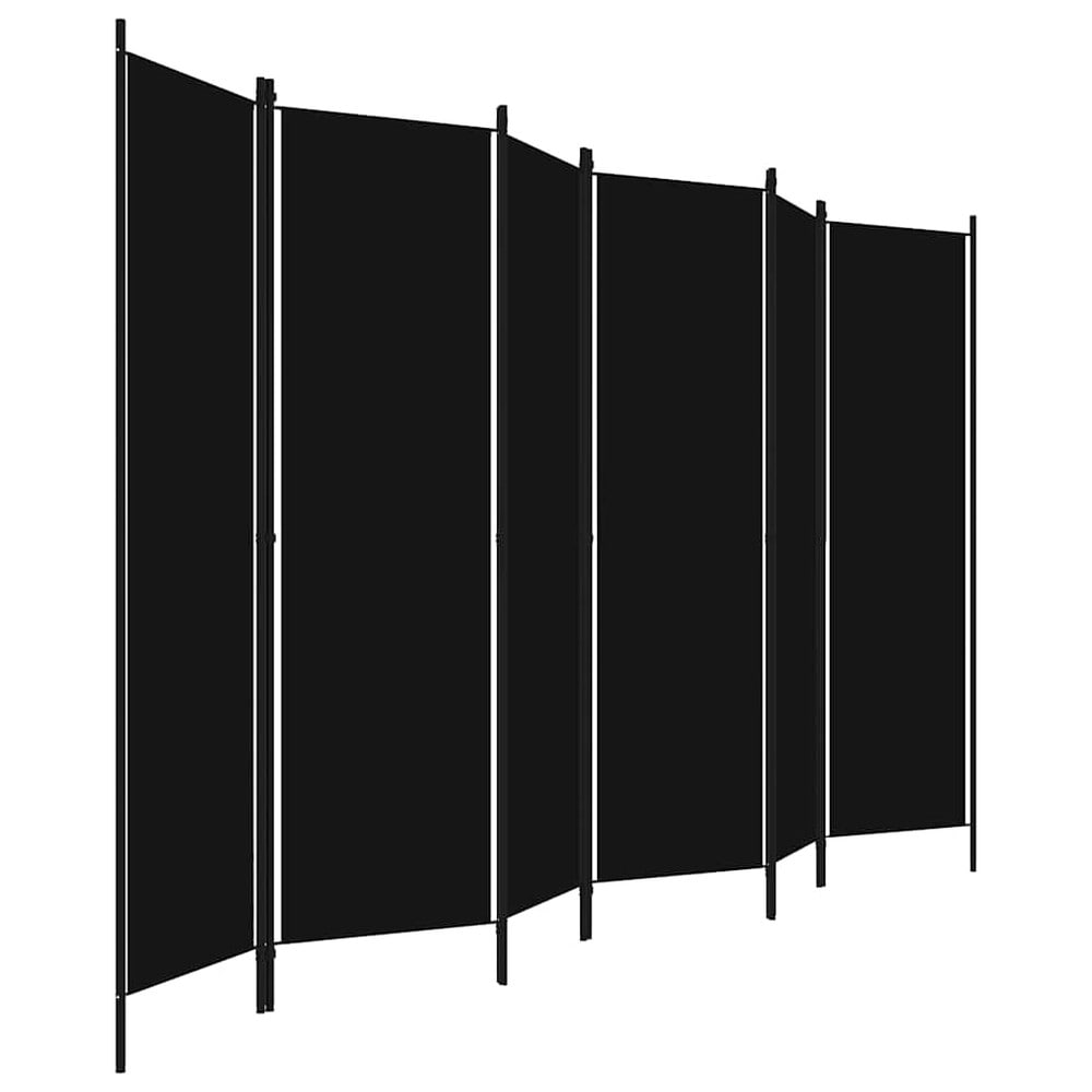 Rumsavdelare 300×180 cm / vikbar skärmvägg med 6 paneler / vikvägg – Svart