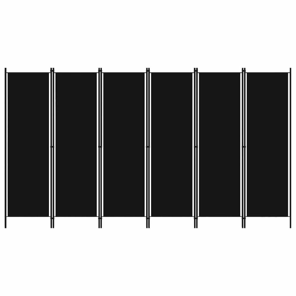 Rumsavdelare 300×180 cm / vikbar skärmvägg med 6 paneler / vikvägg – Svart