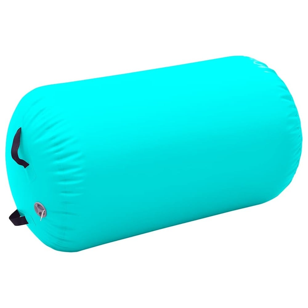 Air Roll 100×60 cm / uppblåsbar gymnastikrulle med fotpump / träningsrulle – Grön