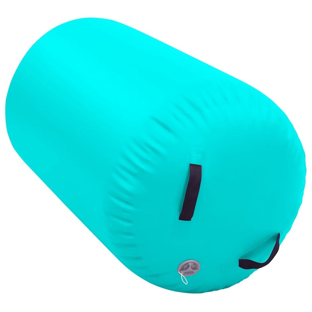 Air Roll 100×60 cm / uppblåsbar gymnastikrulle med fotpump / träningsrulle – Grön