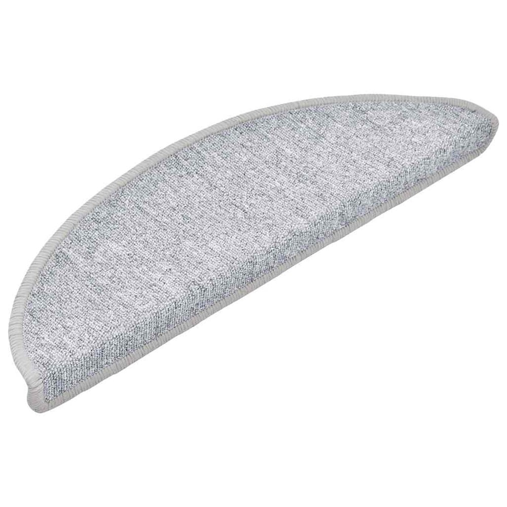 15 st halvrunda trappstegsmattor 56×17×3 cm / trappmattor i tuftad polypropen – Ljusgrå