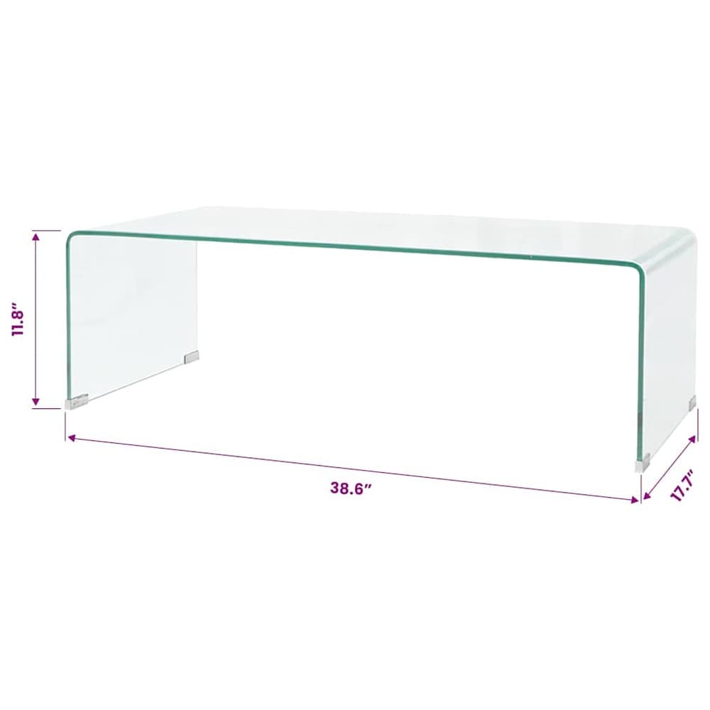 Soffbord i härdat glas 98×45×30 cm / glasbord / vardagsrumsbord – Transparent