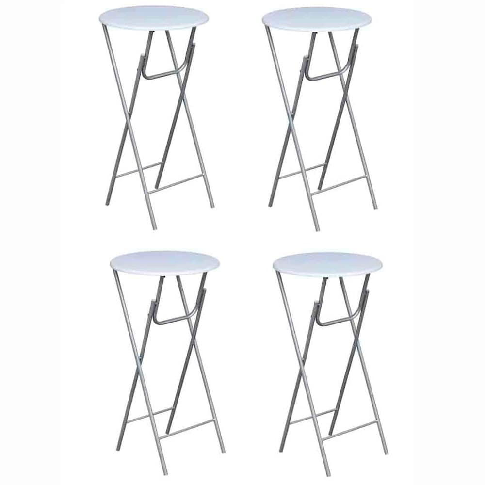 4 st hopfällbara barbord 60×60×112 cm / ståbord / höga bord med stålben – Vit