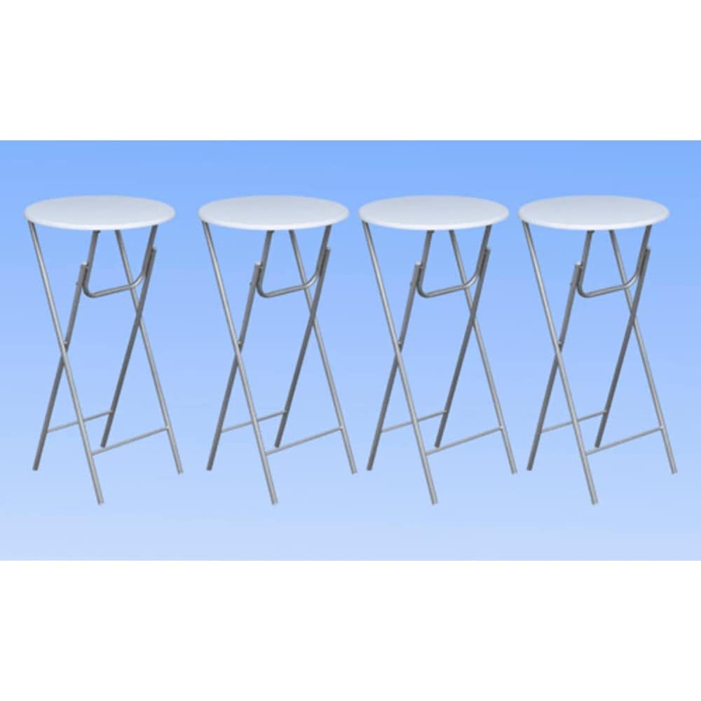 4 st hopfällbara barbord 60×60×112 cm / ståbord / höga bord med stålben – Vit