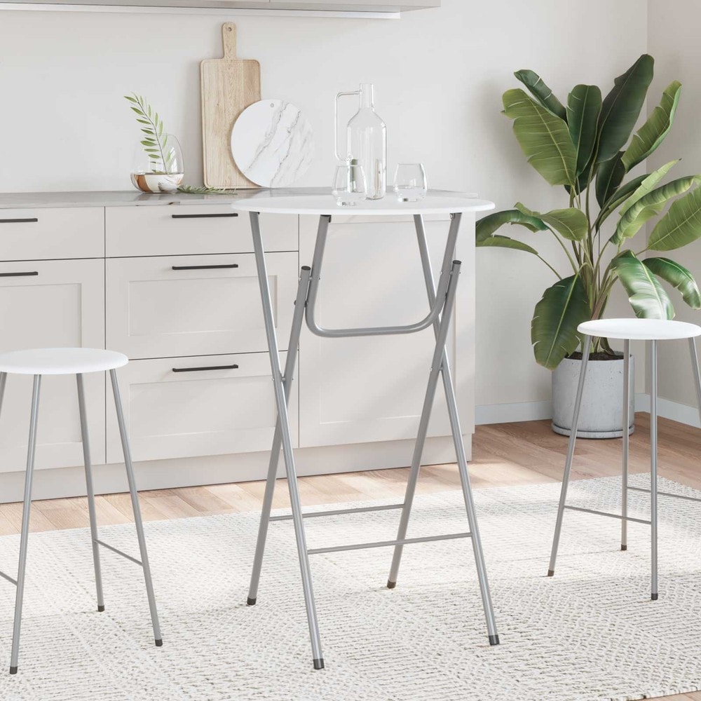 4 st hopfällbara barbord 60×60×112 cm / ståbord / höga bord med stålben – Vit