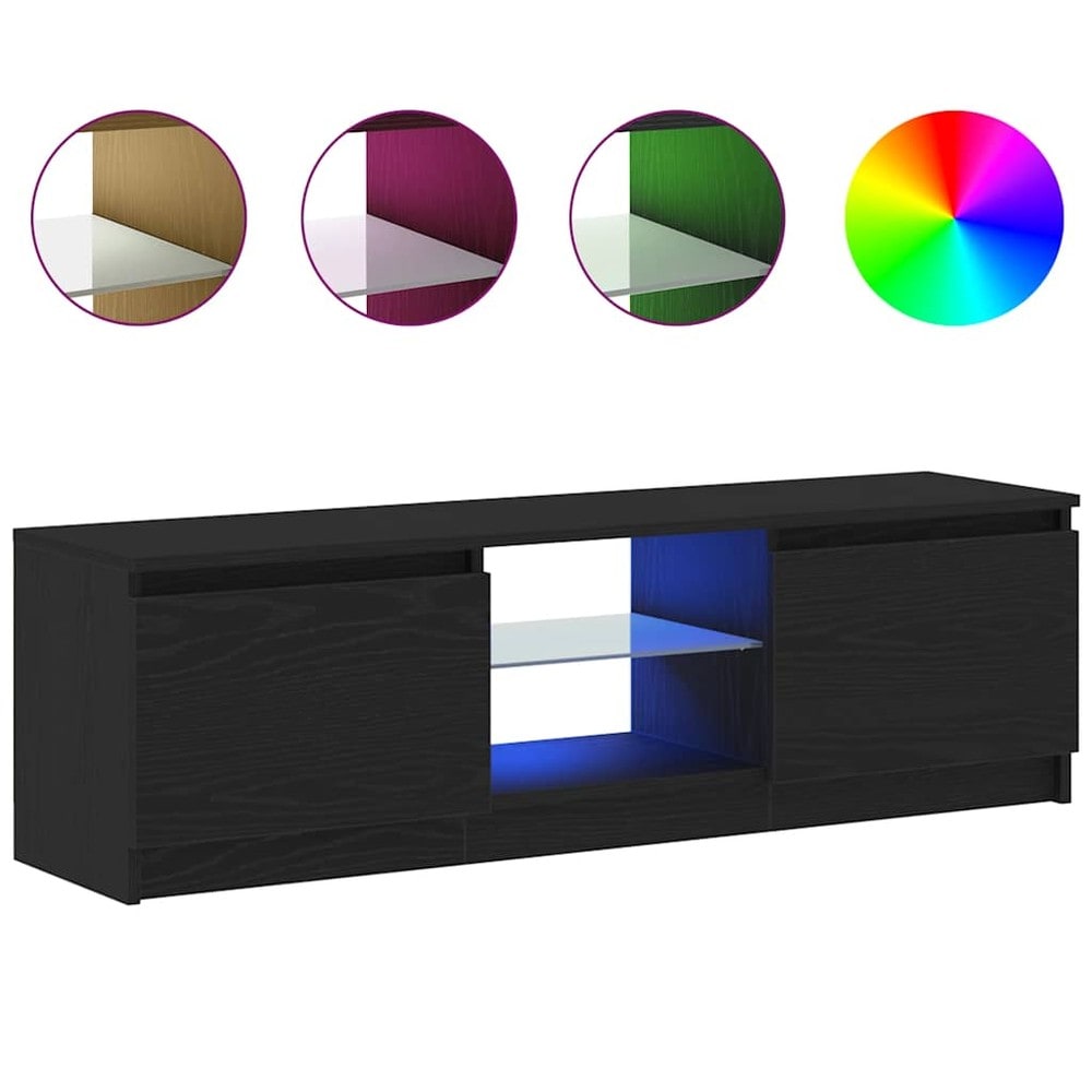 TV-bänk 120×30×36 cm / mediabänk med RGB LED-belysning och förvaring – Svart