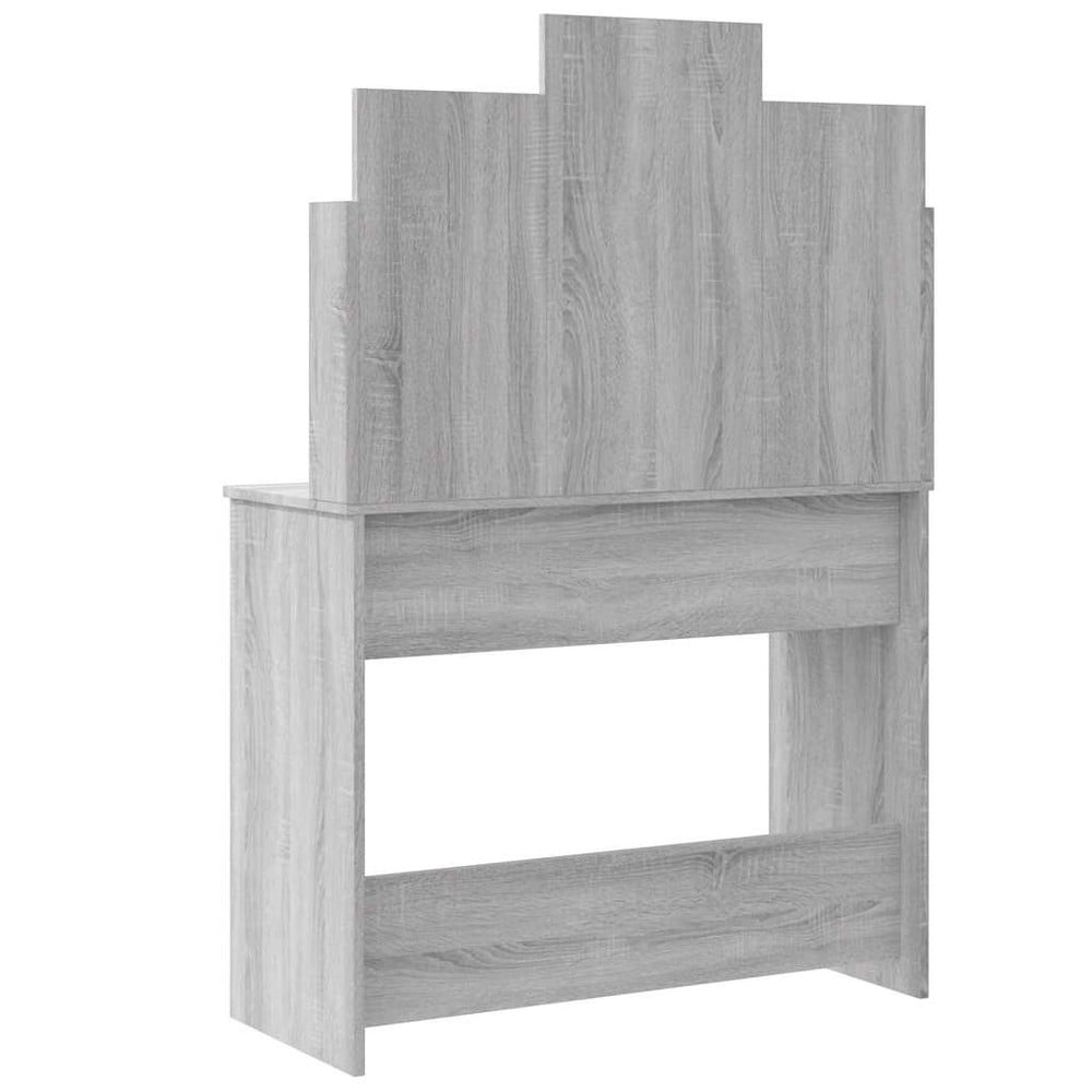 Sminkbord 96×40×142 cm / toalettbord med spegel, LED-belysning och förvaring – Grå
