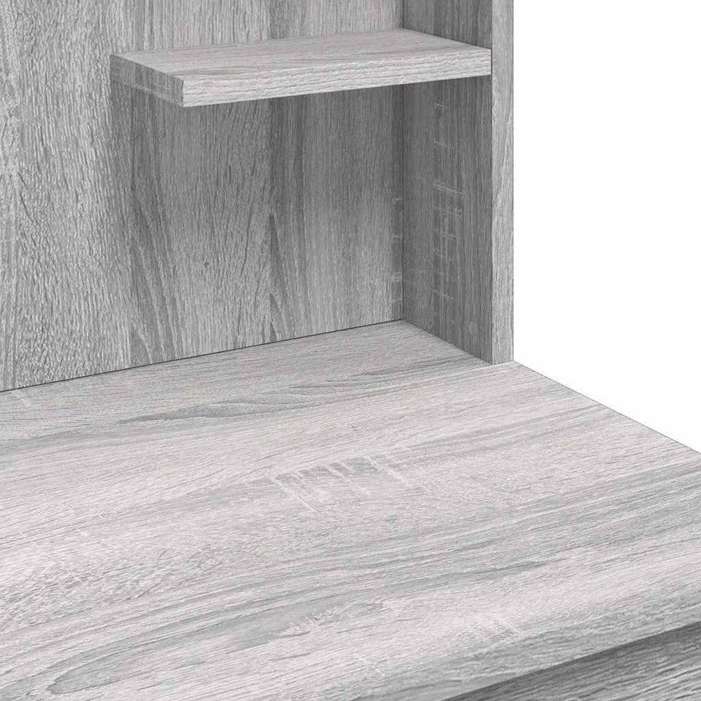 Sminkbord 96×40×142 cm / toalettbord med spegel, LED-belysning och förvaring – Grå