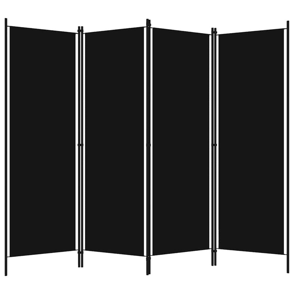 Rumsavdelare 4 paneler 200×180 cm / vikvägg / skärmvägg / insynsskydd – Svart