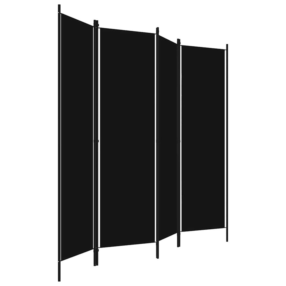 Rumsavdelare 4 paneler 200×180 cm / vikvägg / skärmvägg / insynsskydd – Svart