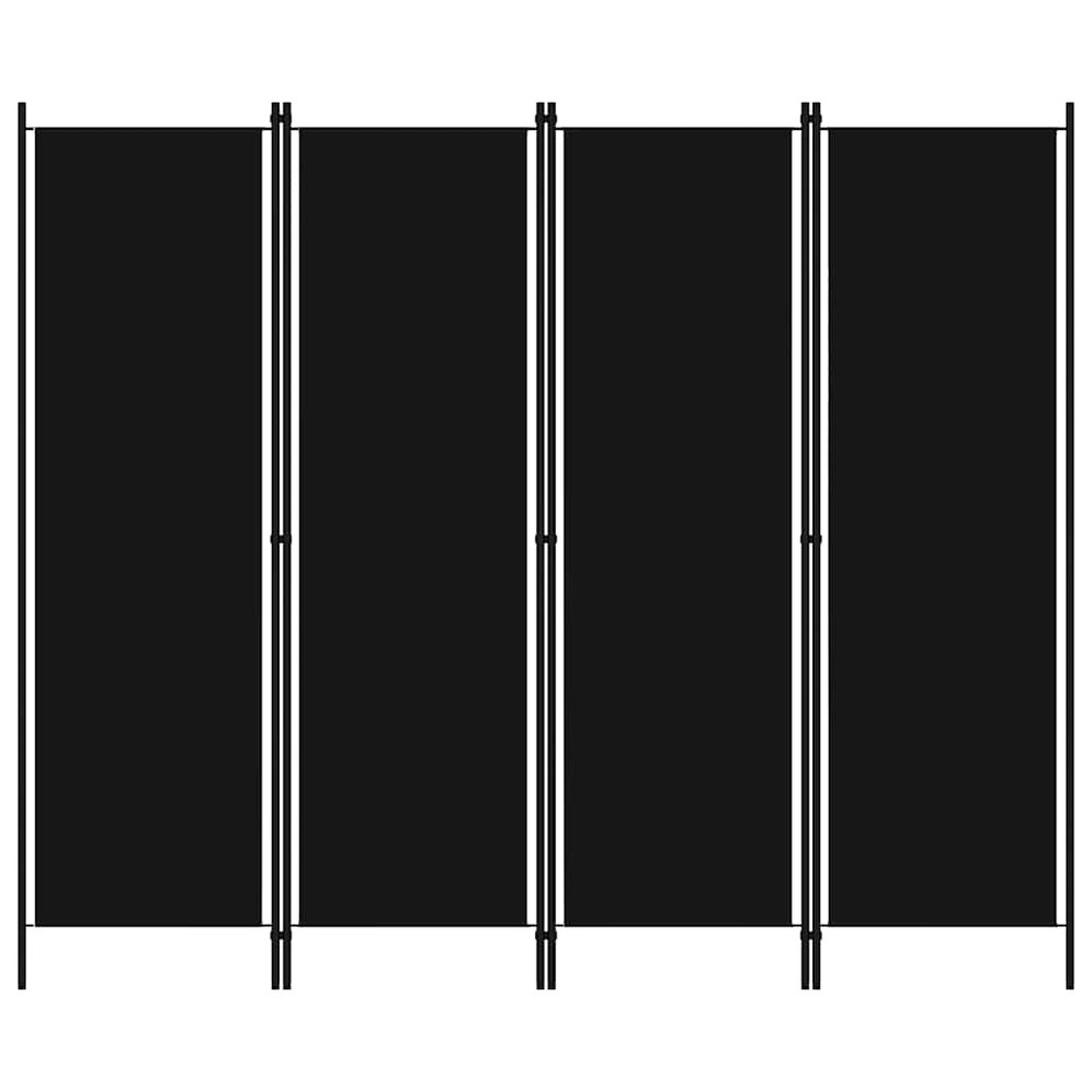 Rumsavdelare 4 paneler 200×180 cm / vikvägg / skärmvägg / insynsskydd – Svart