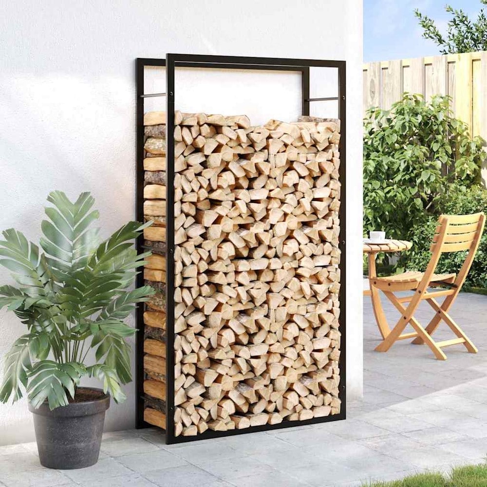 Vedställ 80×28×154 cm / vedförvaring / vedförvaring  i stål – Mattsvart