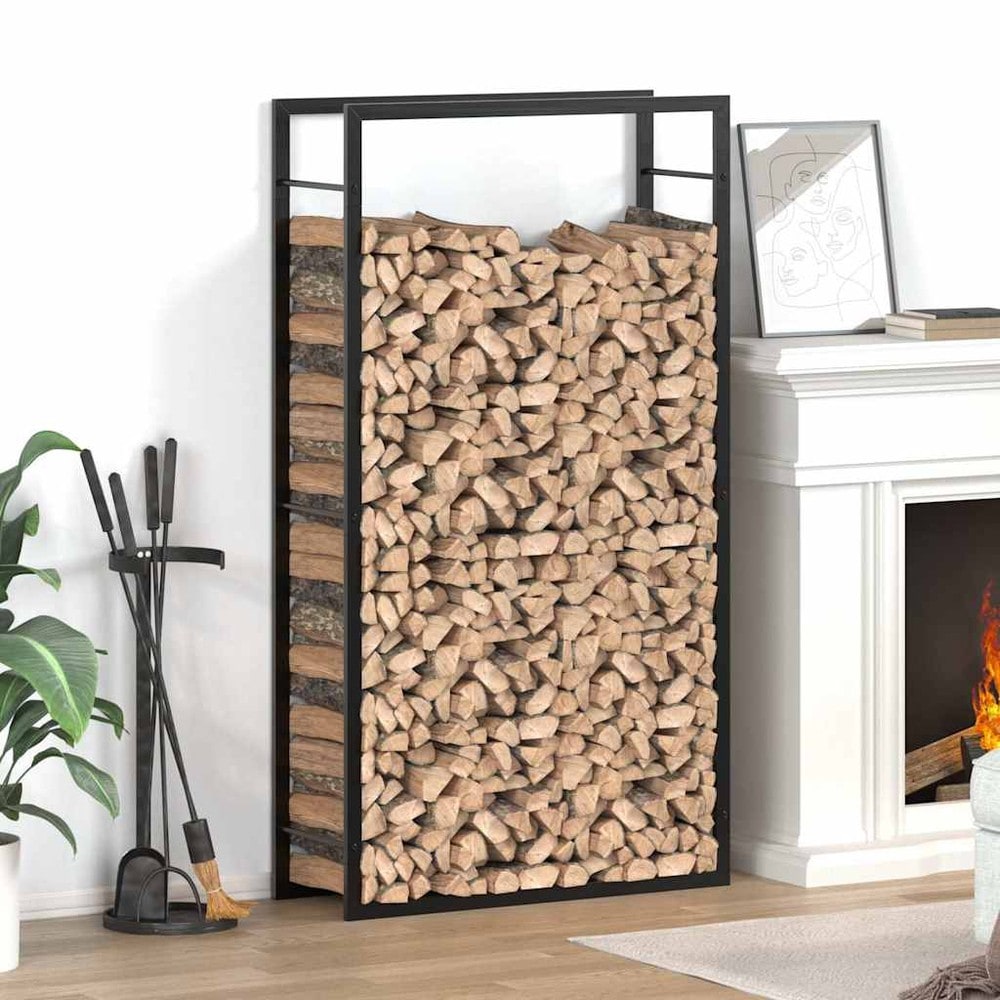 Vedställ 80×28×154 cm / vedförvaring / vedförvaring  i stål – Mattsvart