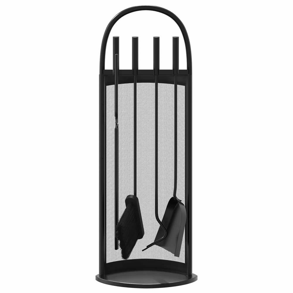 Eldställ 5 delar 23×15×66 cm / eldstadsset / eldstadsverktyg med ställ – Svart