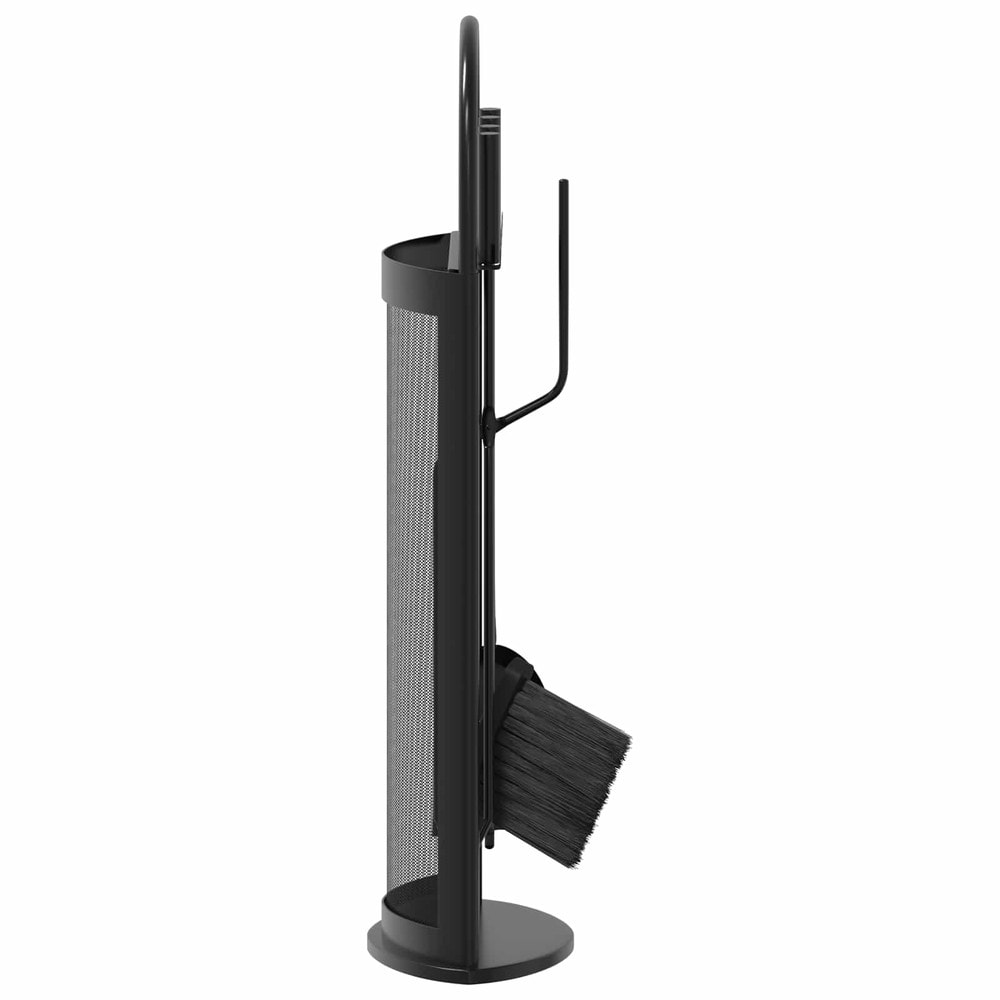 Eldställ 5 delar 23×15×66 cm / eldstadsset / eldstadsverktyg med ställ – Svart