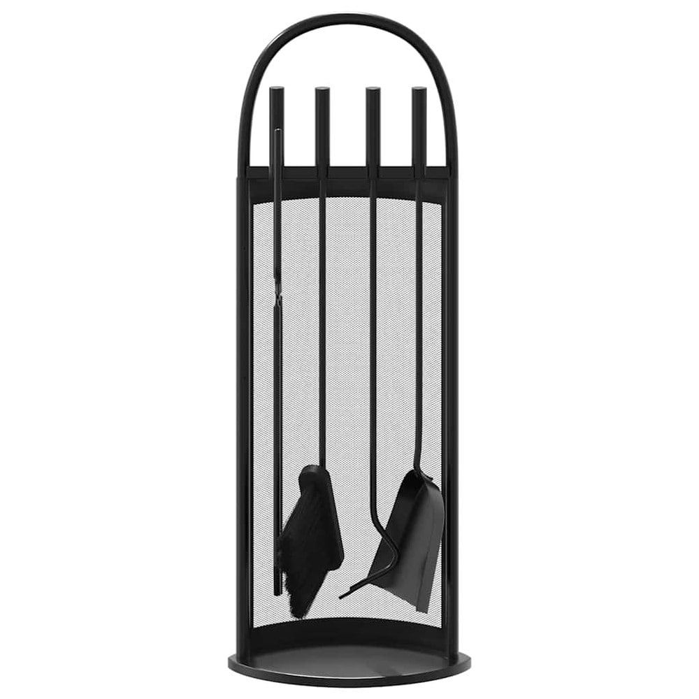 Eldställ 5 delar 23×15×66 cm / eldstadsset / eldstadsverktyg med ställ – Svart