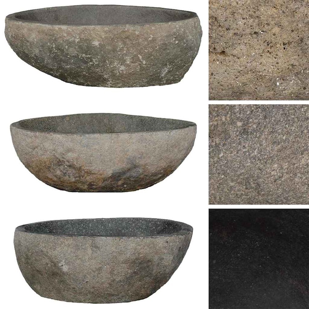 Handfat i flodsten 29–38×24–31×12 cm / ovalt tvättställ i natursten