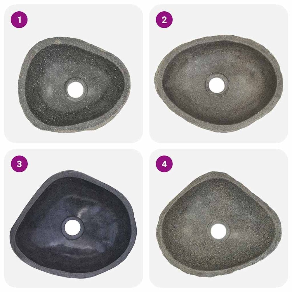 Handfat i flodsten 29–38×24–31×12 cm / ovalt tvättställ i natursten