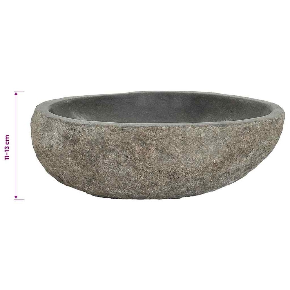 Handfat i flodsten 29–38×24–31×12 cm / ovalt tvättställ i natursten