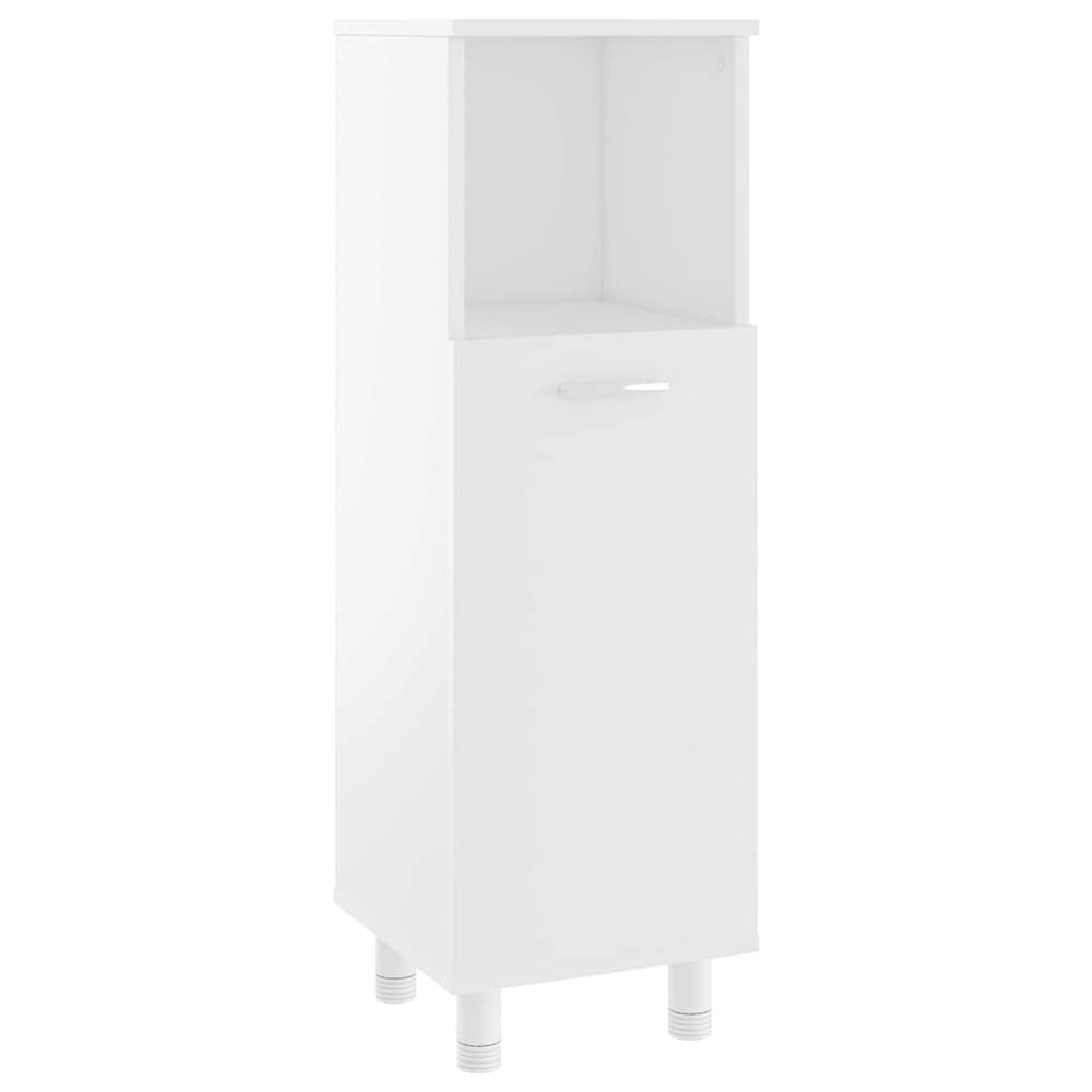 Badrumsskåp 30×30×95 cm / smalt golvskåp med 3 fack och dörr – Vit