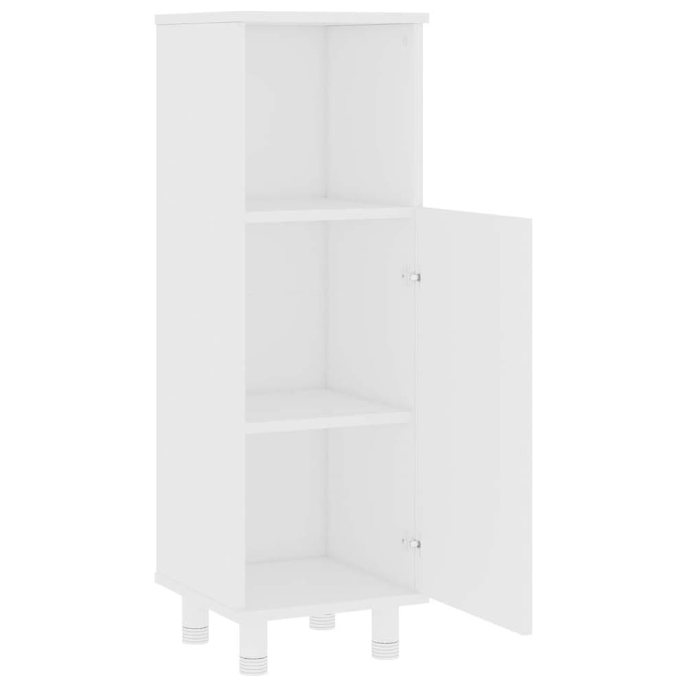 Badrumsskåp 30×30×95 cm / smalt golvskåp med 3 fack och dörr – Vit