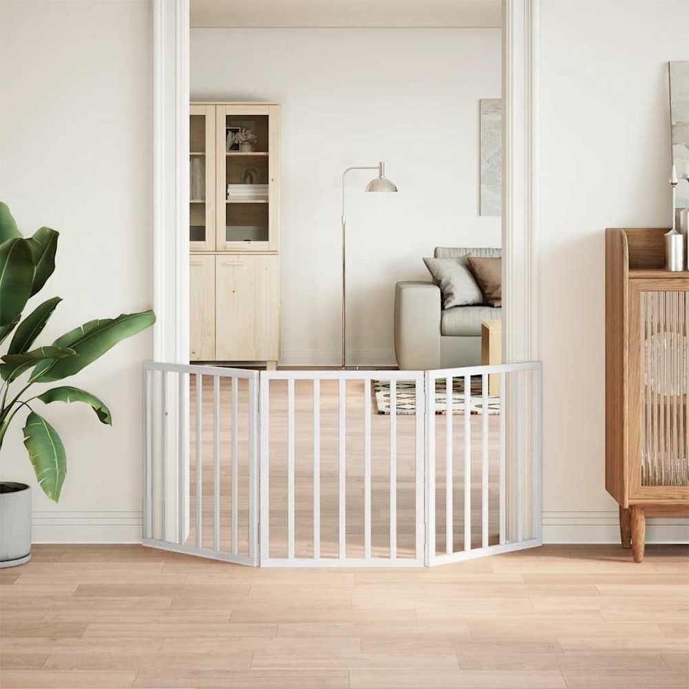 Koiraportti 150×60 cm / vapaasti seisova kokoontaitettava lemmikkiportti 3 paneelilla – Valkoinen
