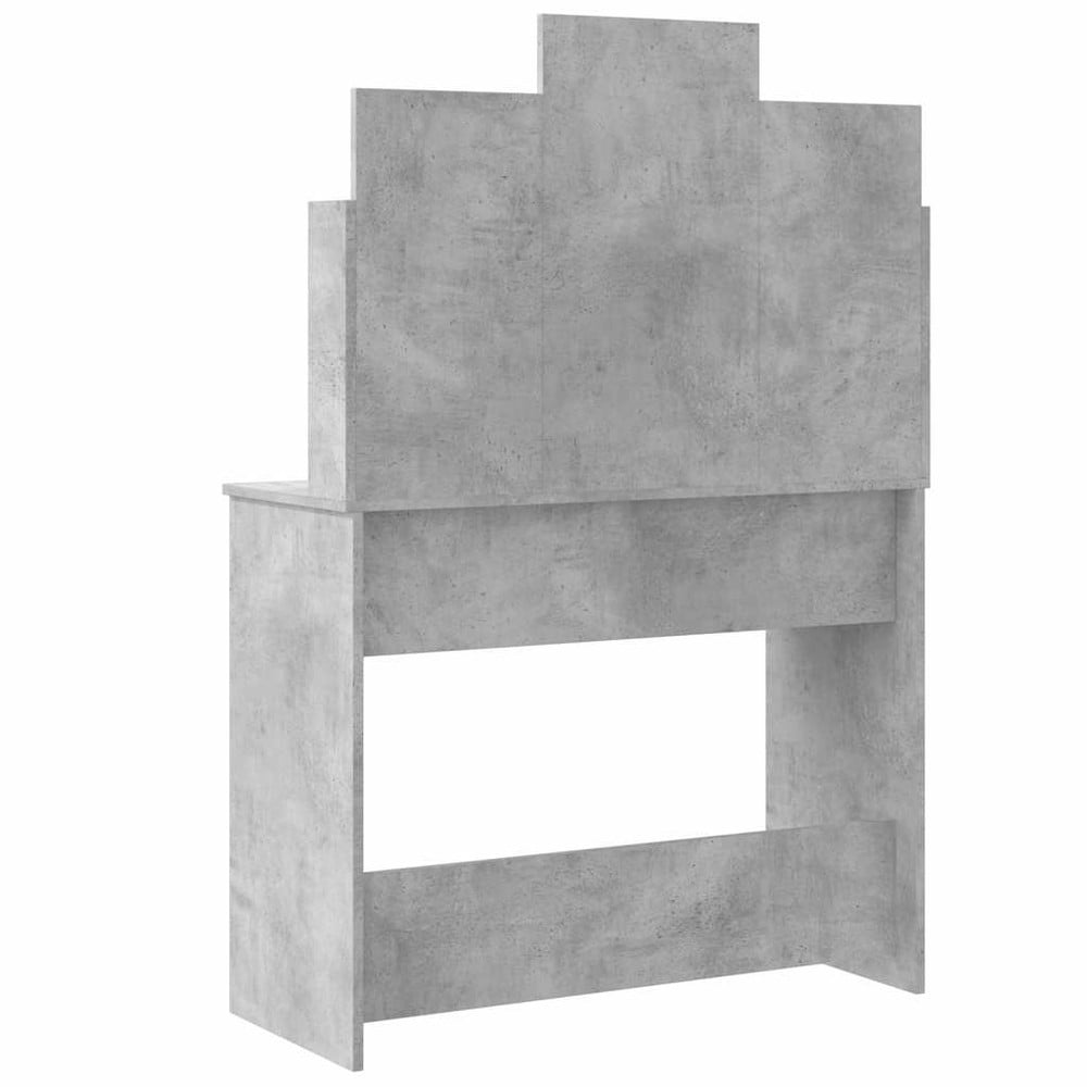 Sminkbord 96×40×142 cm / toalettbord med spegel, LED-belysning och förvaring – Betonggrå
