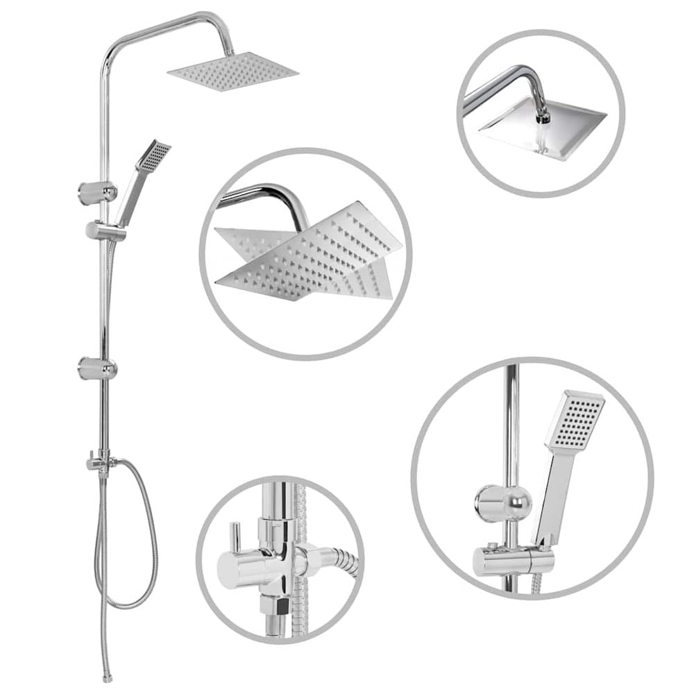 Duschset med regndusch och handdusch / duschsystem i rostfritt stål – Silver