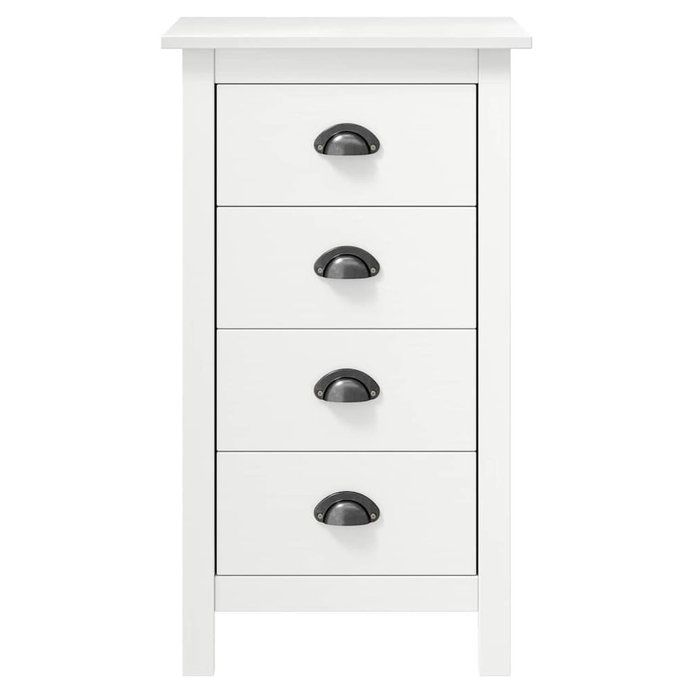 Byrå med 4 lådor 46×35×80 cm / smal skänk i massiv furu – Vit
