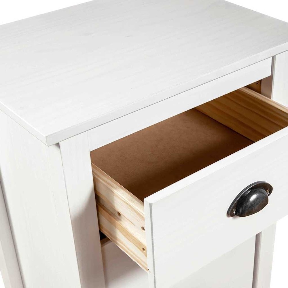 Byrå med 4 lådor 46×35×80 cm / smal skänk i massiv furu – Vit