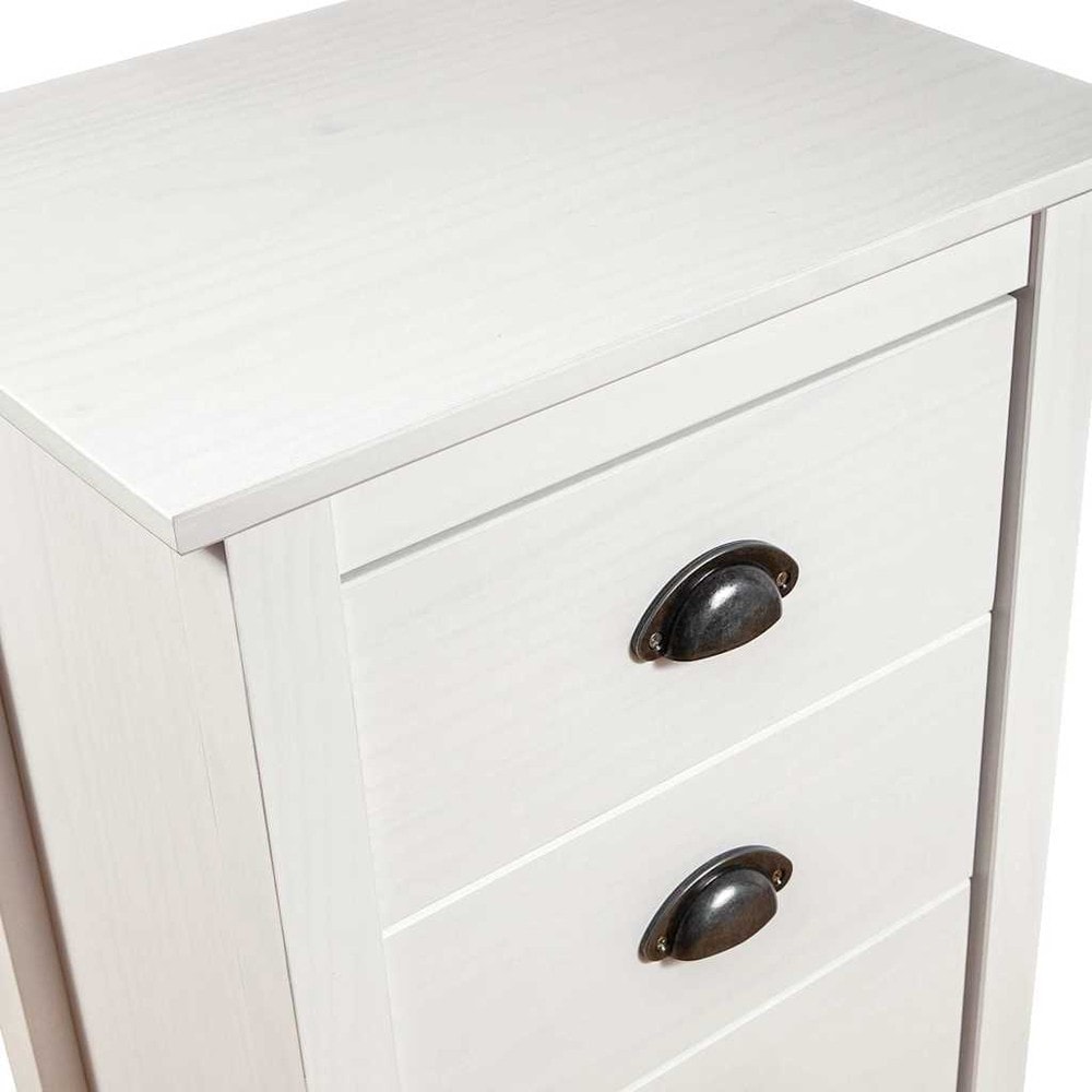 Byrå med 4 lådor 46×35×80 cm / smal skänk i massiv furu – Vit