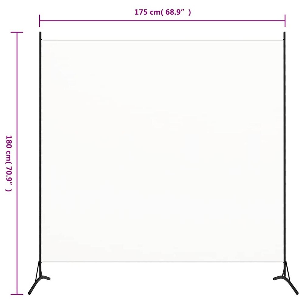 Rumsavdelare 175×180 cm / fristående skärmvägg / insynsskydd i tyg – Vit