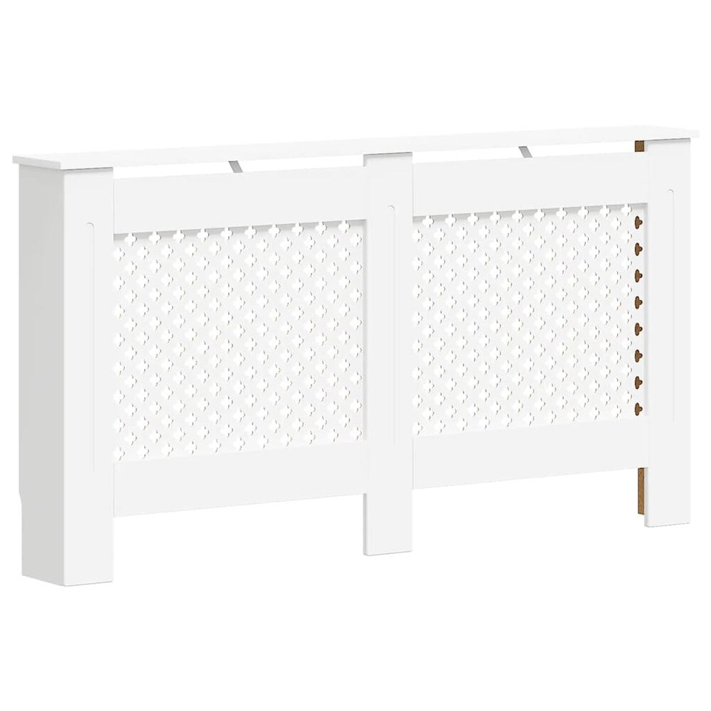 Elementskydd 152×19×81,5 cm / radiatorskydd med hylla och lamelldesign – Vit
