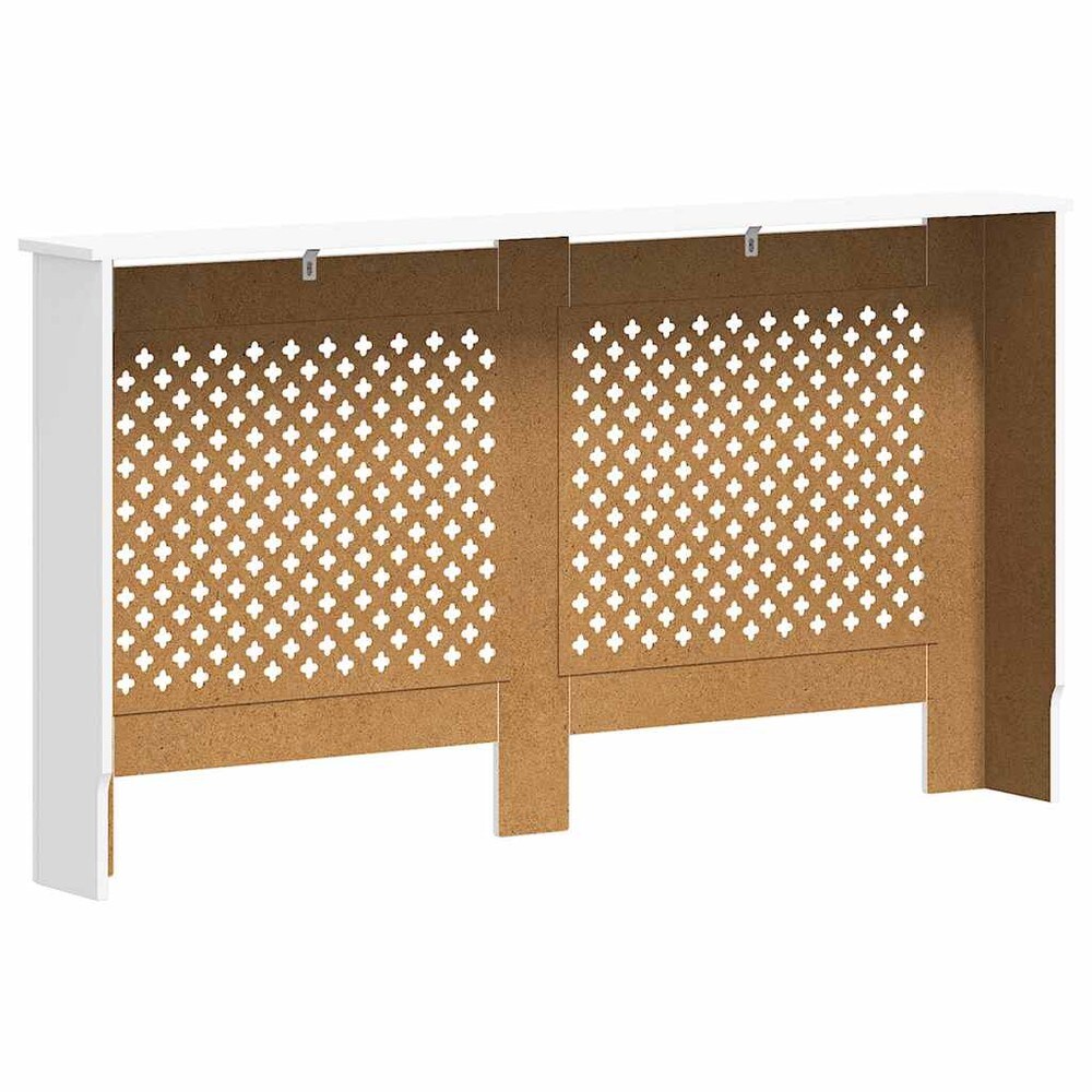 Elementskydd 152×19×81,5 cm / radiatorskydd med hylla och lamelldesign – Vit