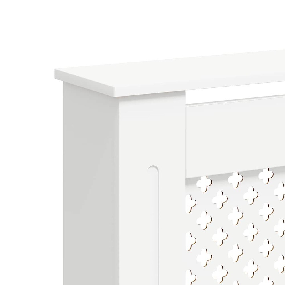 Elementskydd 152×19×81,5 cm / radiatorskydd med hylla och lamelldesign – Vit