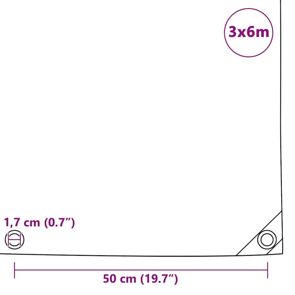 Presenning 3×6 m 650 g/m² / kraftig PVC-belagd täckpresenning med öljetter – Grå