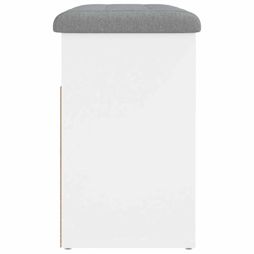 Skobänk 62x32x50 cm - Vit / Hallbänk med vadderad dyna / Förvaringsbänk med skohylla