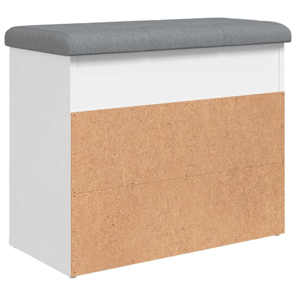 Skobänk 62x32x50 cm - Vit / Hallbänk med vadderad dyna / Förvaringsbänk med skohylla