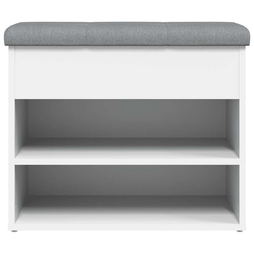 Skobänk 62x32x50 cm - Vit / Hallbänk med vadderad dyna / Förvaringsbänk med skohylla