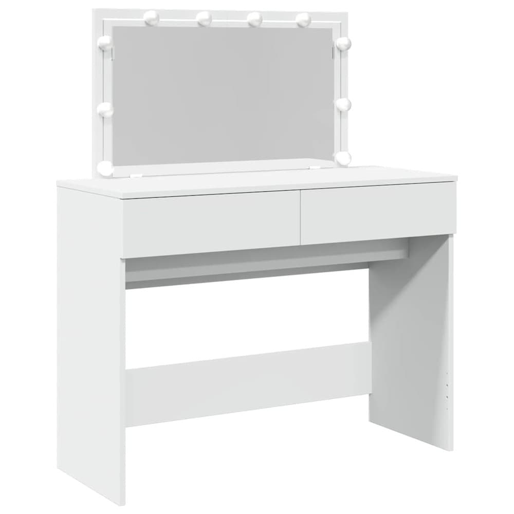 Sminkbord med LED-belysning och 2 lådor 100x40x120 cm - Vit / Toalettbord / Sminkstation