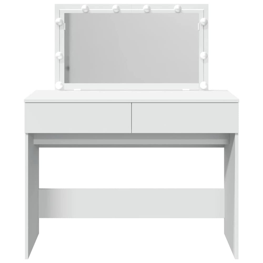 Sminkbord med LED-belysning och 2 lådor 100x40x120 cm - Vit / Toalettbord / Sminkstation
