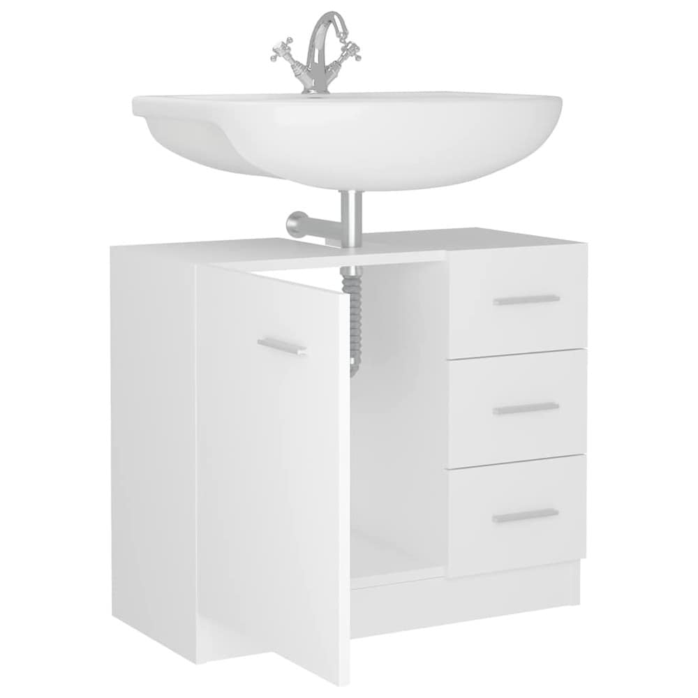 Tvättställsskåp 63x30x54 cm - Vit / Underskåp för handfat / Badrumskommod med lådor